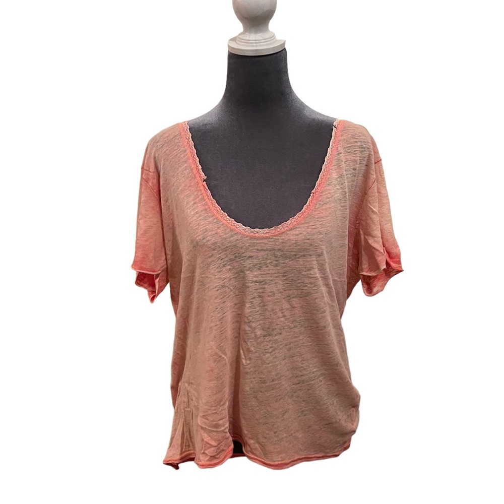 Free People We The Free deep V tee with lace details size large